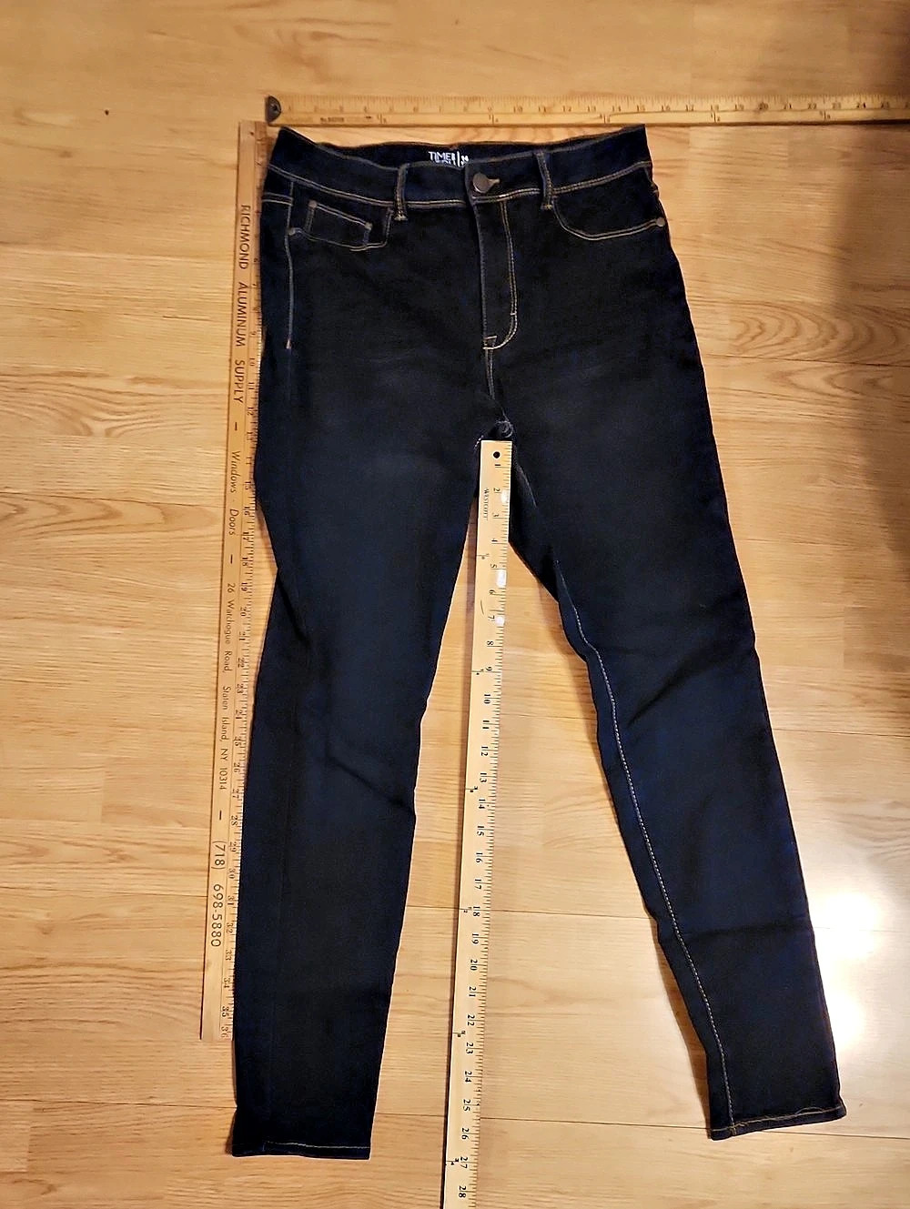 Time and Tru Women's High Rise Skinny Jeans Black Waist 14